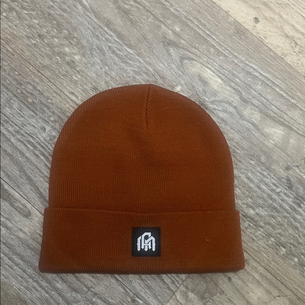 Rust Orange Beanie With Logo Patch - image 1